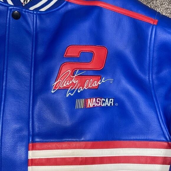 Nascar Rusty Wallace Chase Letterman Jacket Red White Blue Coat Men's Large L - Picture 2 of 11